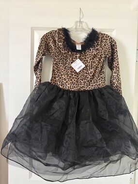 Gymboree Leopard Print Dress with Black Tulle Skirt size 10-12